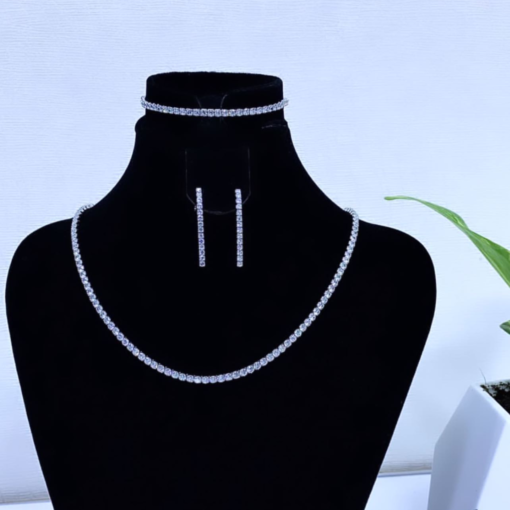 Luxurious Rivière Set – Silver Plated with White Gold Elegance