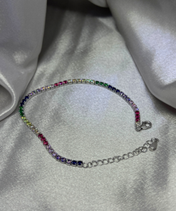Vibrant Rainbow Tennis Bracelet – Silver 925 Riviera Elegance