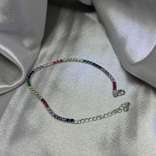 Vibrant Rainbow Tennis Bracelet – Silver 925 Riviera Elegance