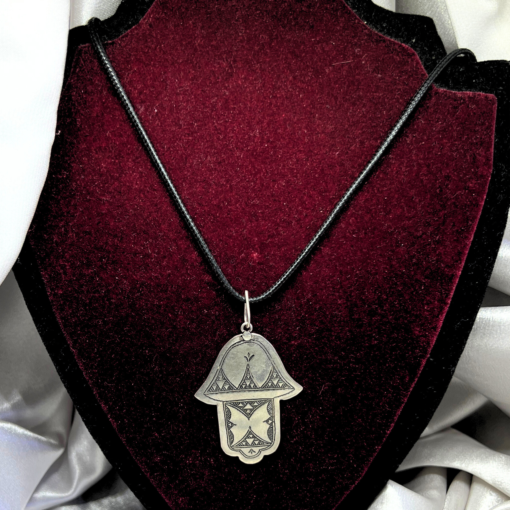 Hamsa Hand of Fatima Necklace – Handmade Silver Berber Talisman for Protection