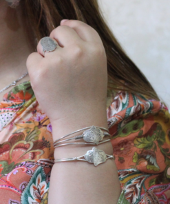 Powerful Handmade Silver Hamsa Bracelet – Adjustable Berber Jewelry